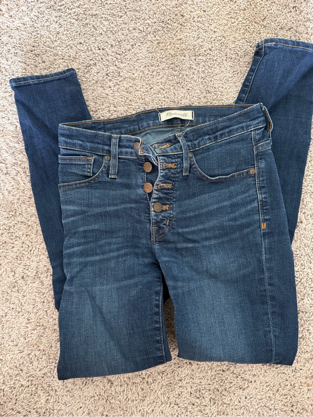 Madewell Dark Indigo High-Rise Button-Fly Skinny Jeans - Size 25